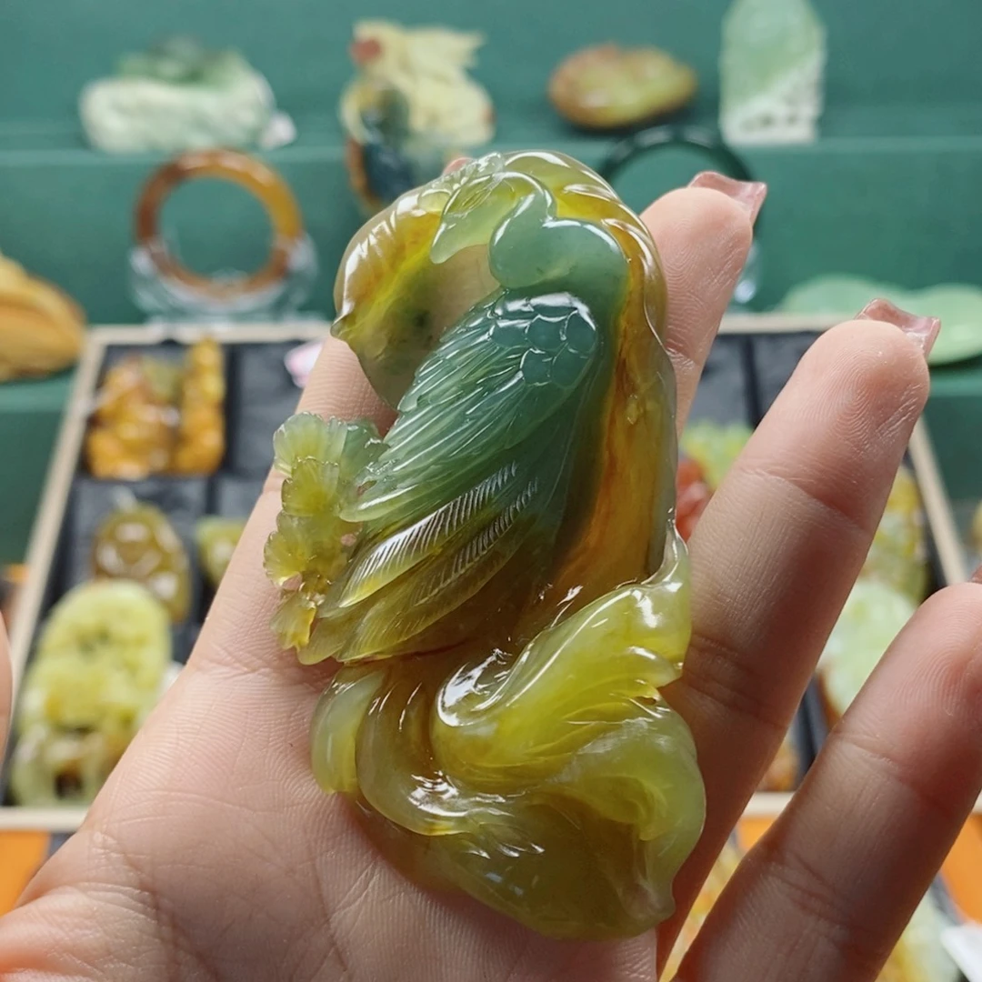 橘***子蛇纹石玉未镶嵌颈饰