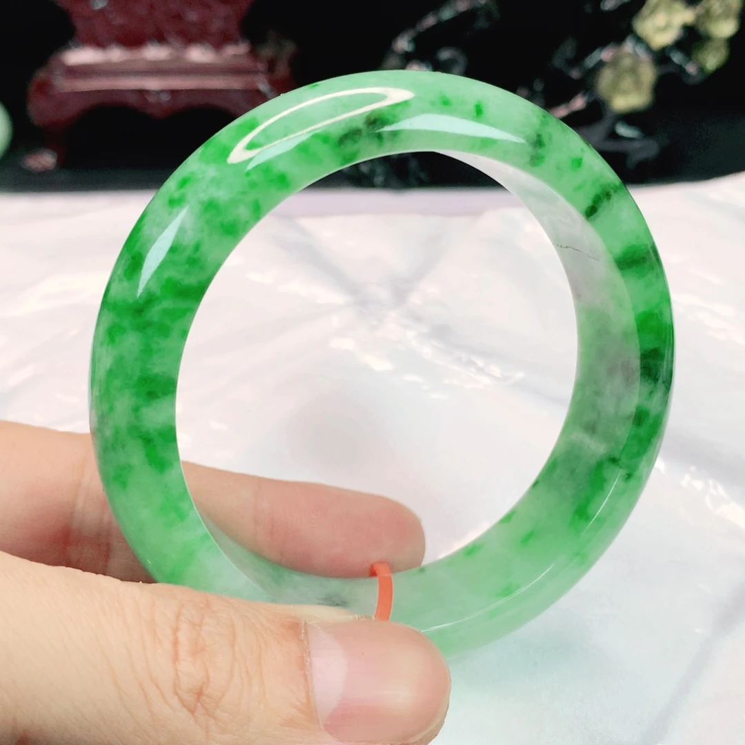 翡翠手镯未镶嵌58 圈轮胎天然缅料翡翠A货翡翠时尚女款手镯