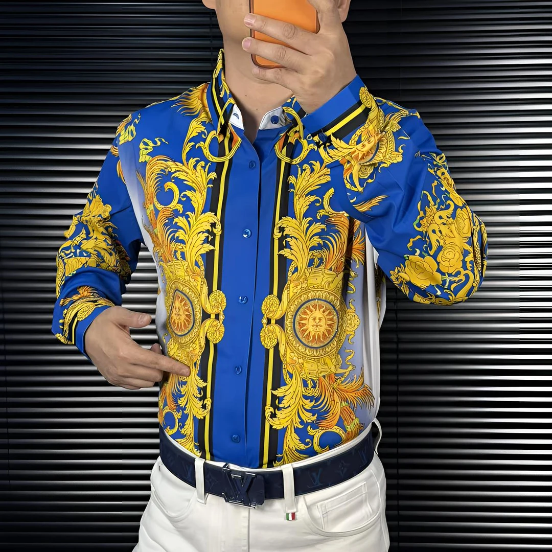 双十一特惠FLD秋季新款高品质潮欧货桑蚕丝烫钻太阳长袖衬衣8502