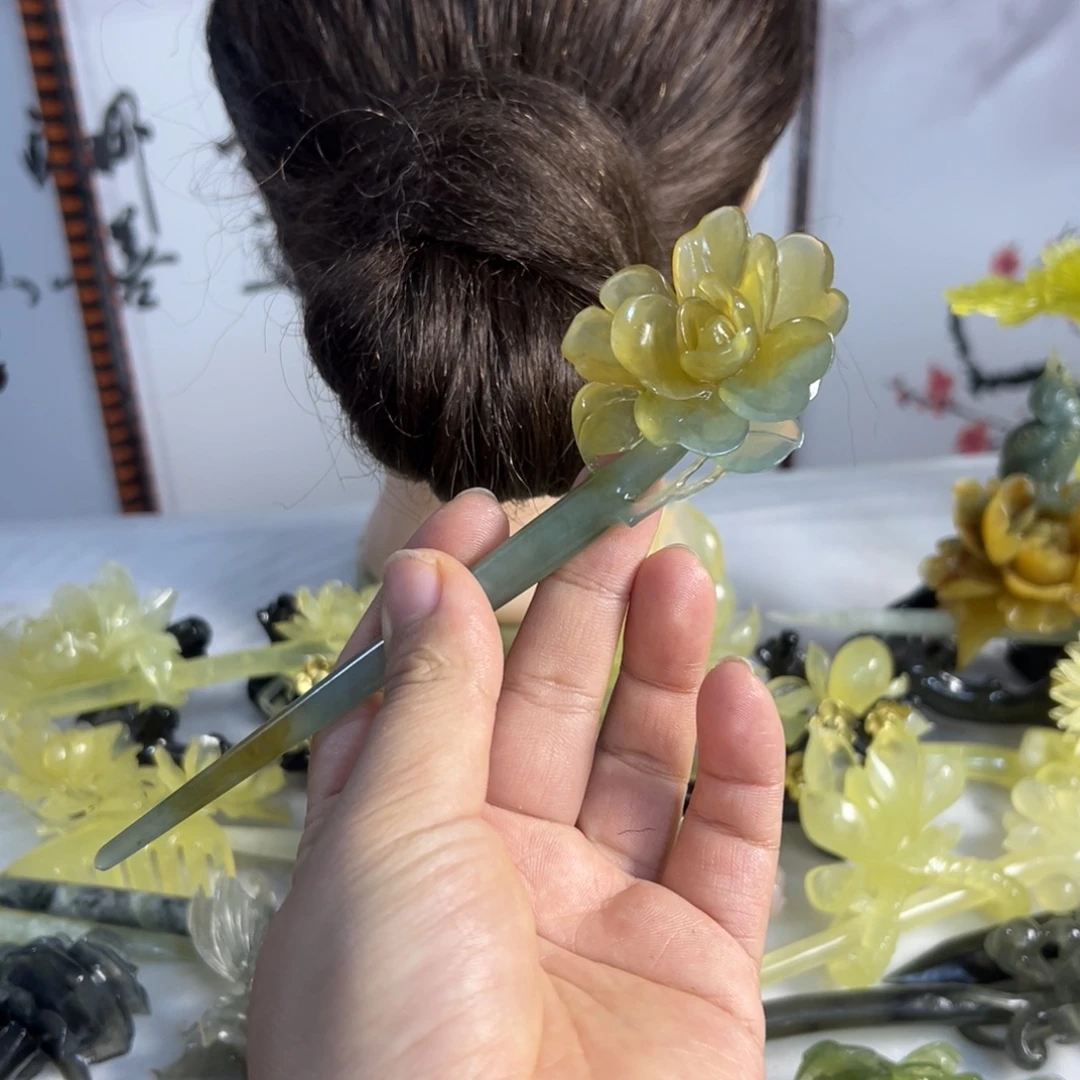 定制蛇纹石玉毛货发饰