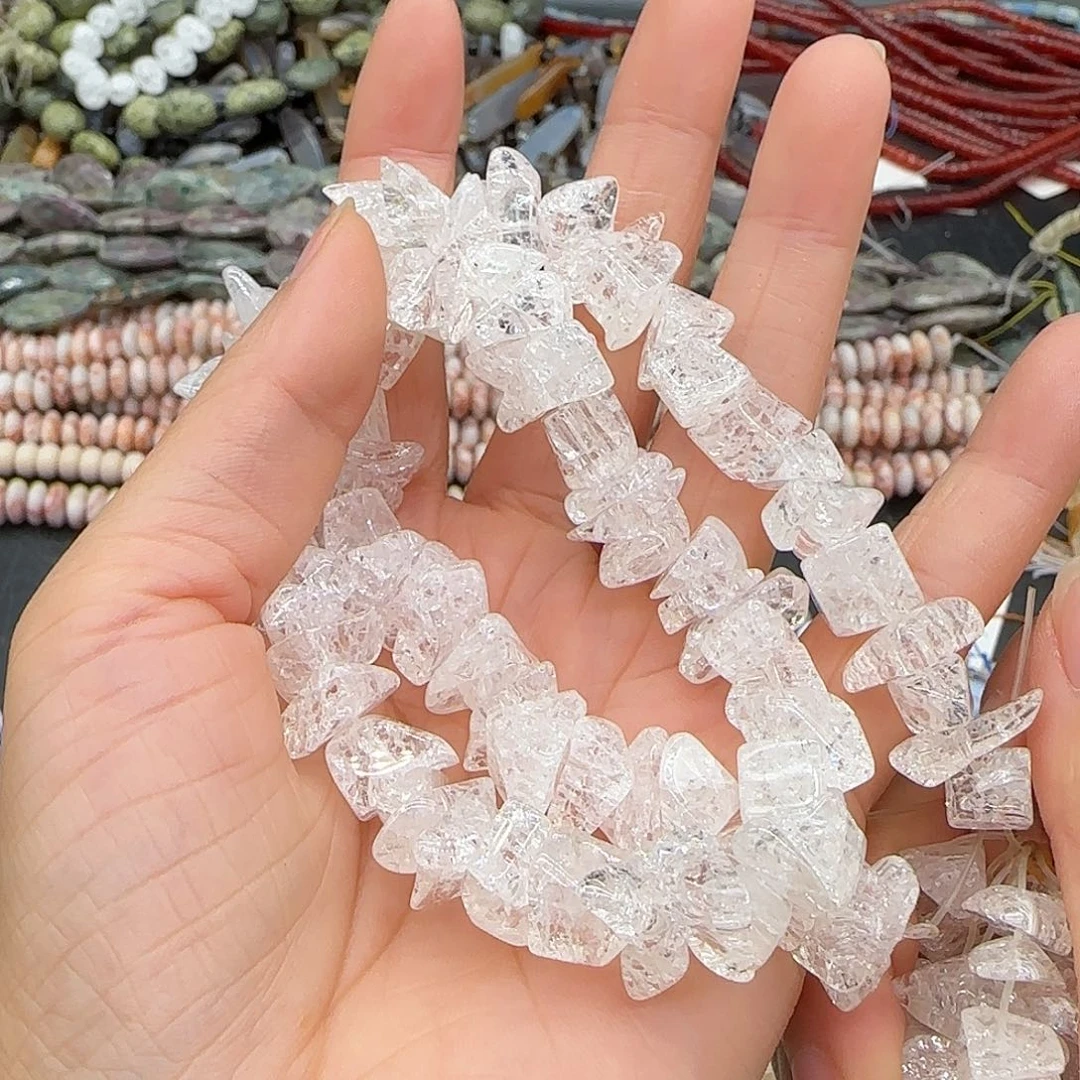 玛瑙/玉髓合金珠宝半成品白水晶10-12mm一条