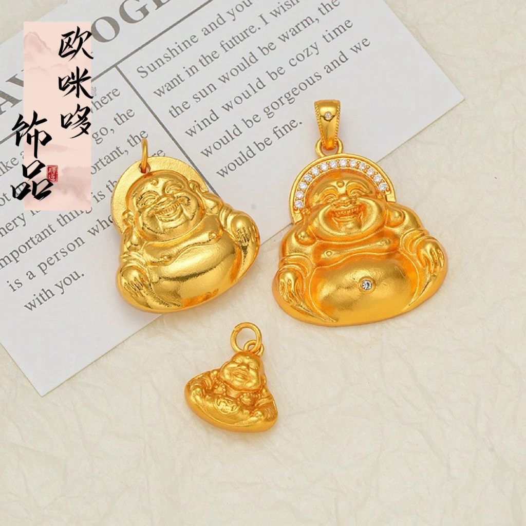 铜合金吊坠 金店同款diy保平安大佛头如来镶钻福运精致项链配件