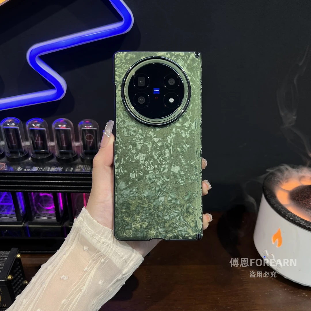 适用于vivoxfold5手机壳xfold5折叠屏保护套贝壳纹中轴超薄后壳外