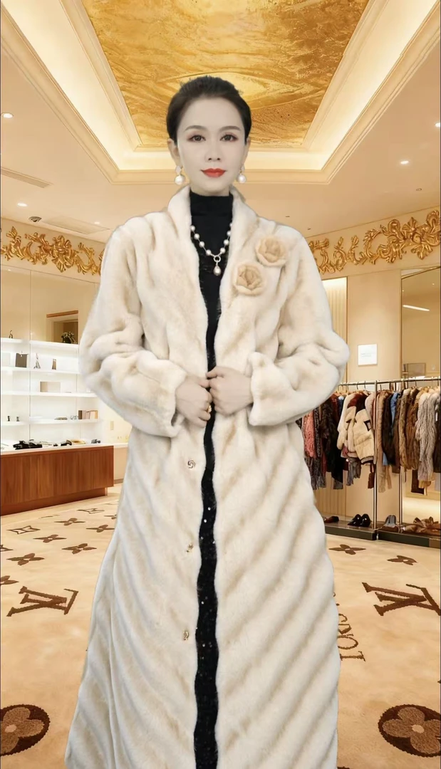 【洛十七专属】024高端气质冬季新款毛毛外套衣长115