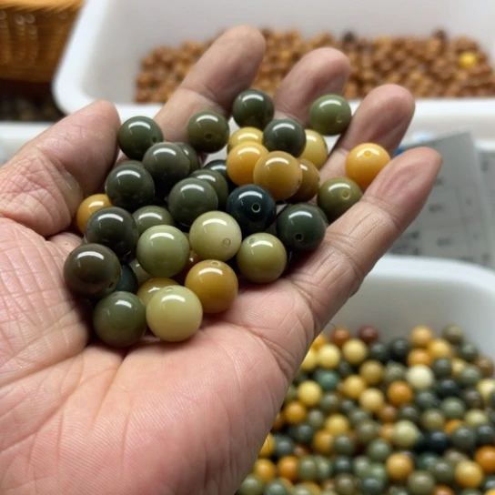 白玉菩提吊坠精品12多宝圆珠50颗