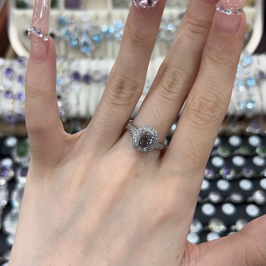 银S925镶嵌戒指烟晶