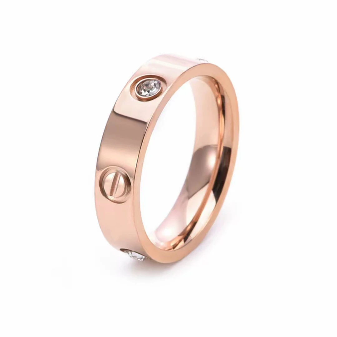 钛钢锆石戒指 钛钢戒指经典款