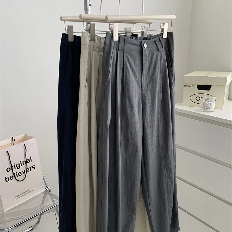 韩版气质宽松百搭减龄休闲裤女2025年秋季时尚高腰遮胯垂感阔腿裤