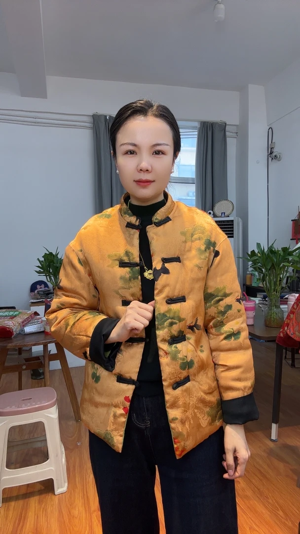 【李子柒同款 】香云纱棉服对襟盘扣棉花袄棉内胆国风棉袄保暖中式