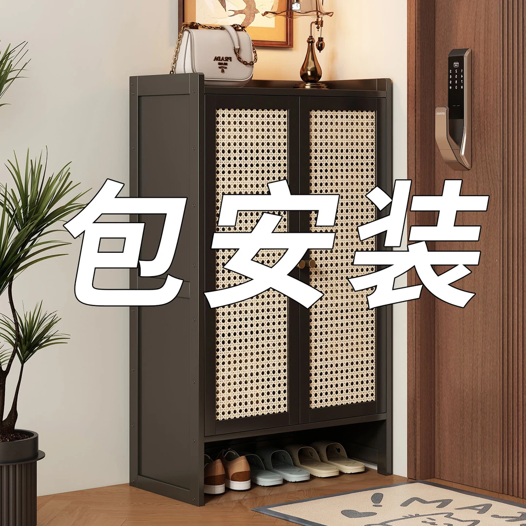 鞋架家用室内好看多层楠竹鞋柜2025新款带门防尘鞋子收纳架包安装