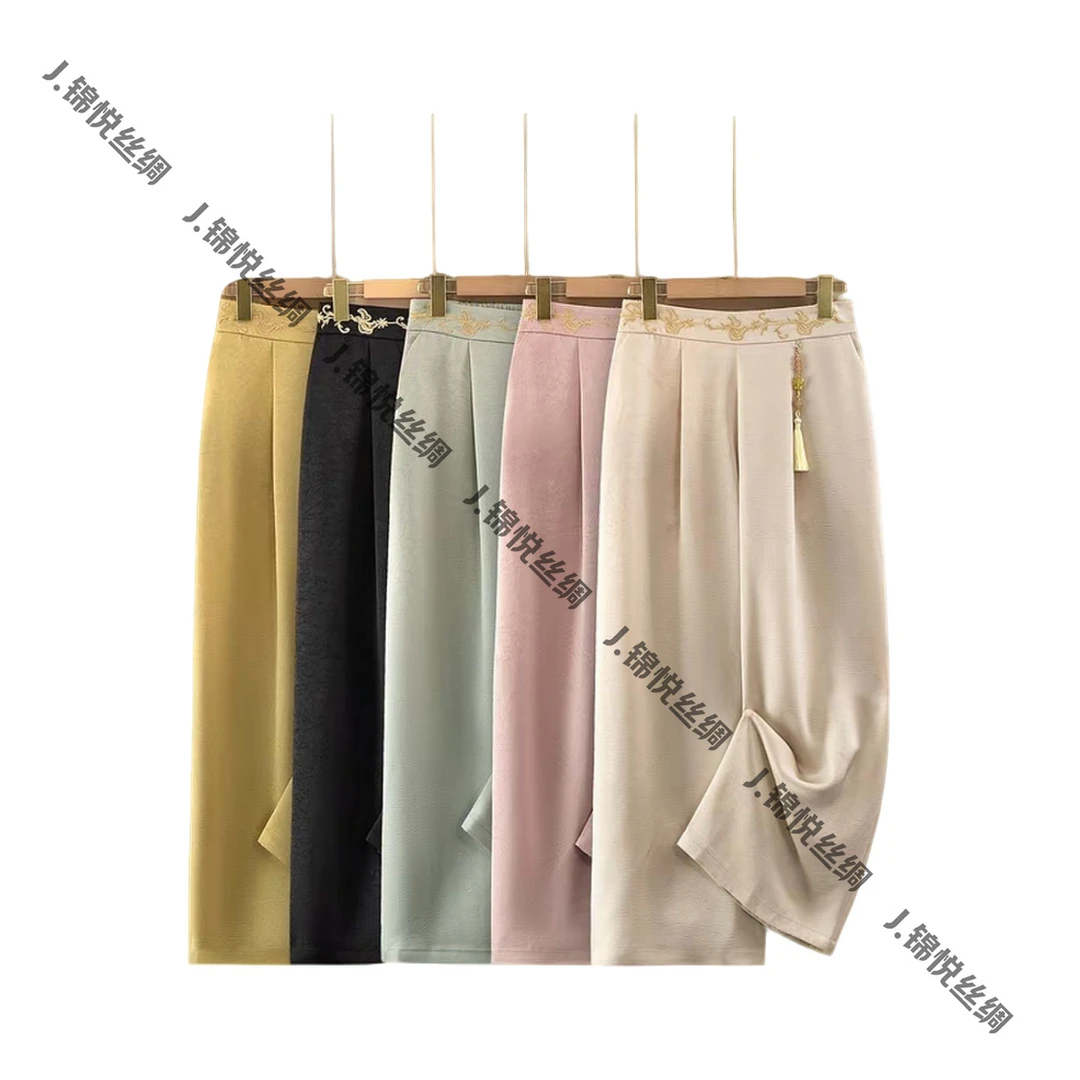 A007【锦悦】清悠｜新中式纯色国风高腰显瘦休闲直筒裤