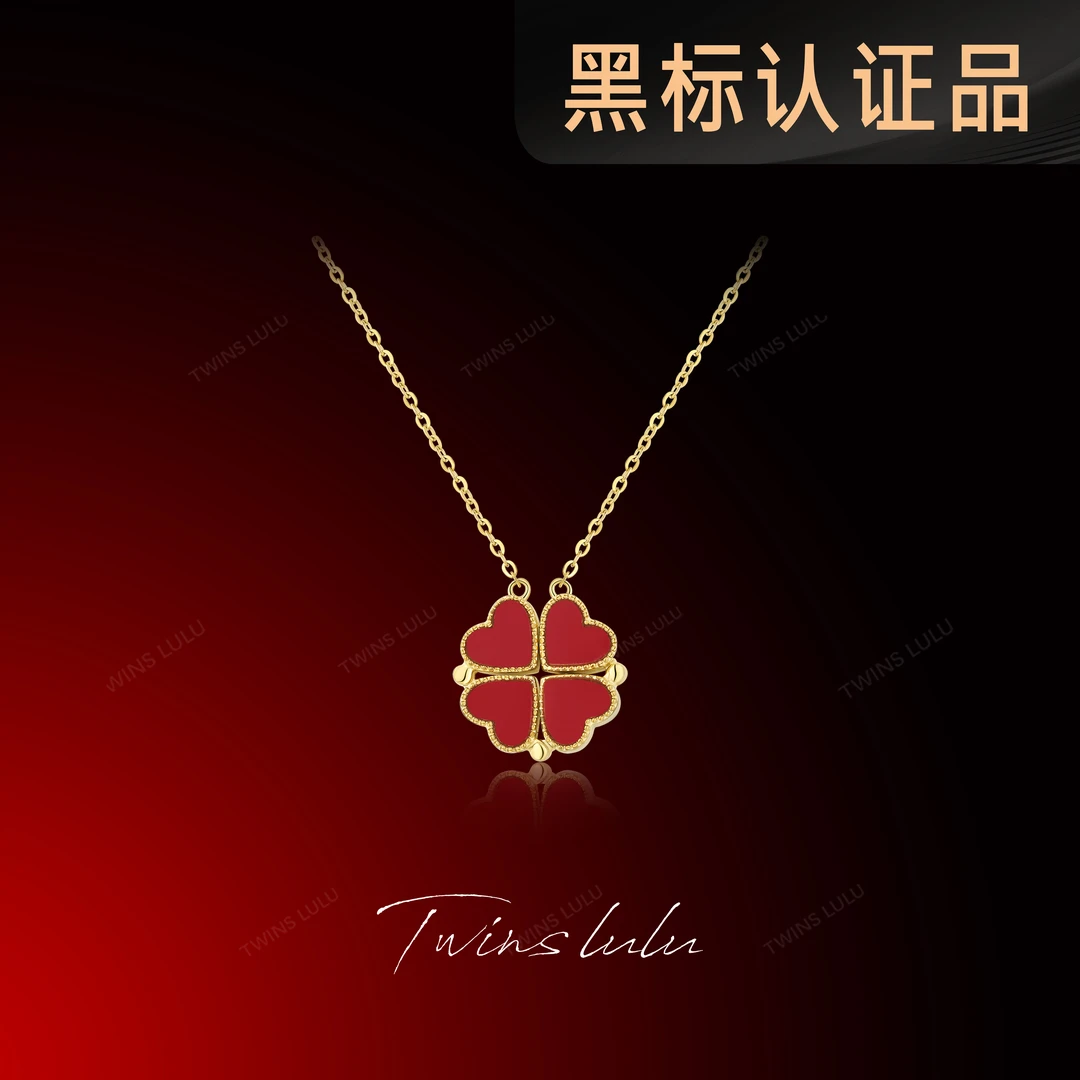 TWINS LULU925银镀K金春上新小众爱心四叶项链送女友礼物TSJ9128