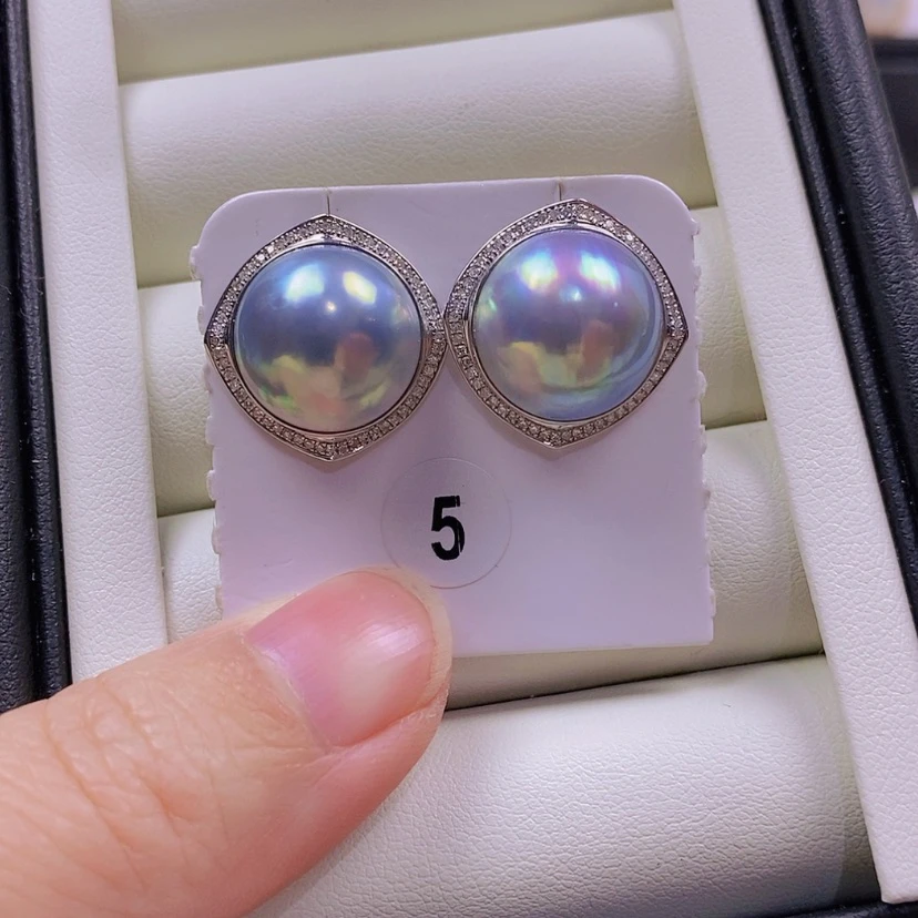 【闪购商品】拼合珍珠（马贝珠）耳饰18K金镶嵌