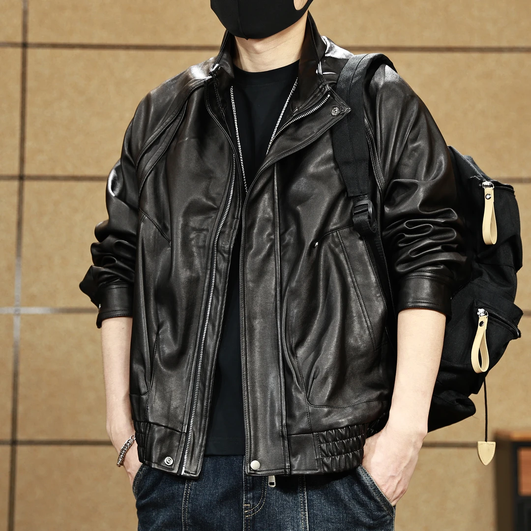 皮衣男美拉德复古机车风PU皮夹克男士春季秋新款飞行员外套男