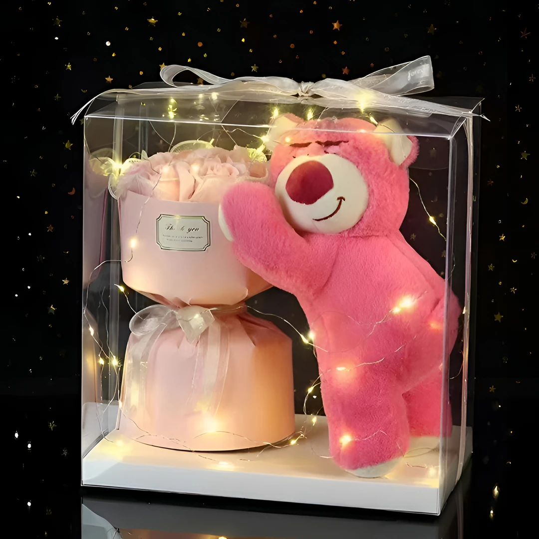 毕业季网红同款草莓熊抱抱桶公仔毛绒玩偶送玩偶送女生草莓熊花束