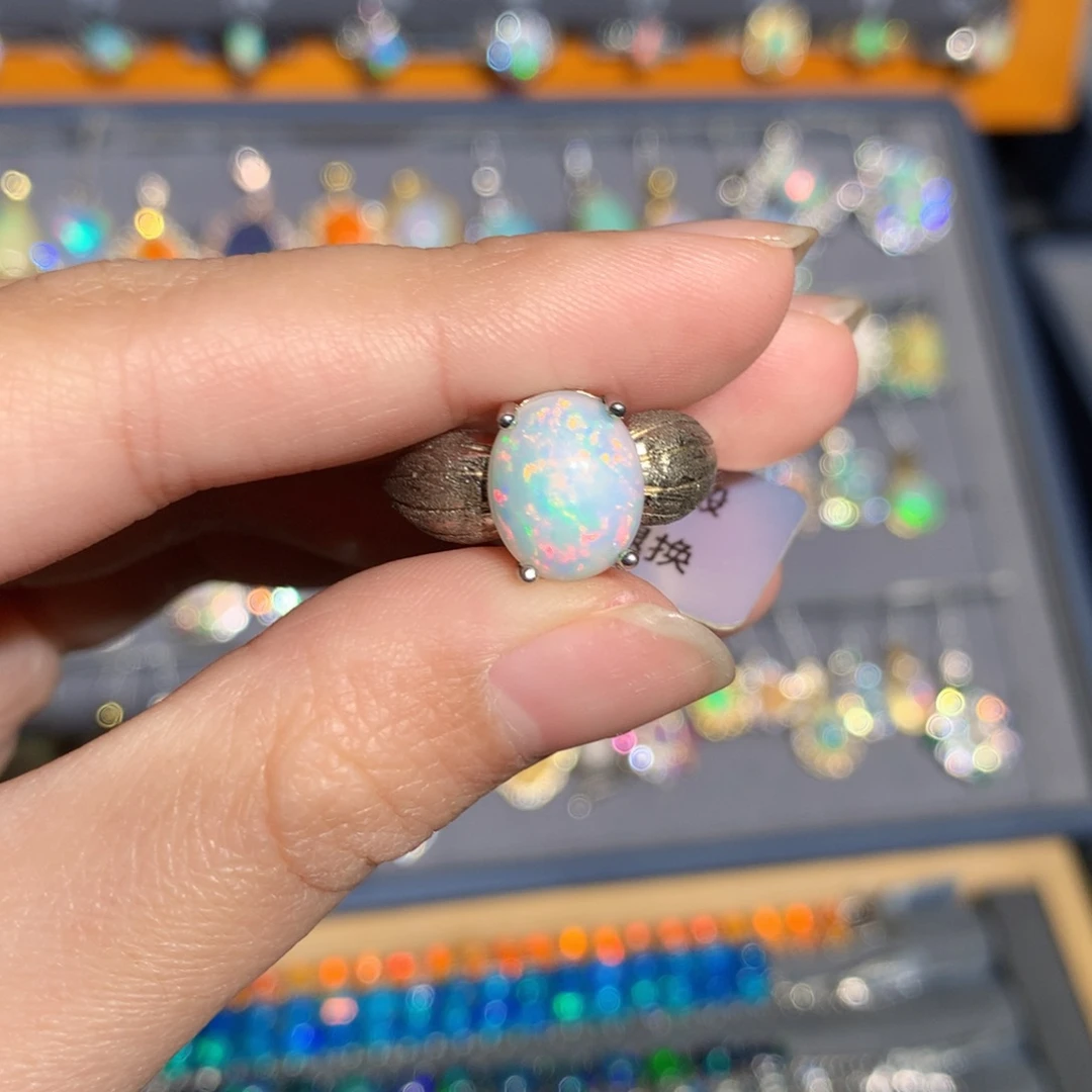 银S925镶嵌欧泊欧泊戒指y