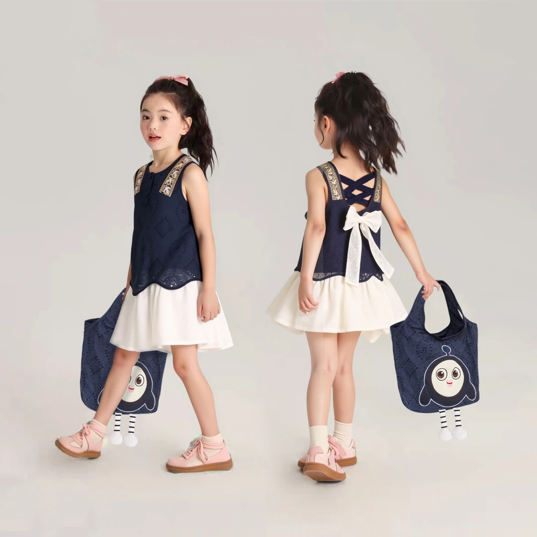 2025夏季新款女童背心连衣裙儿童韩版洋气中大童度假裙子D2S5-836