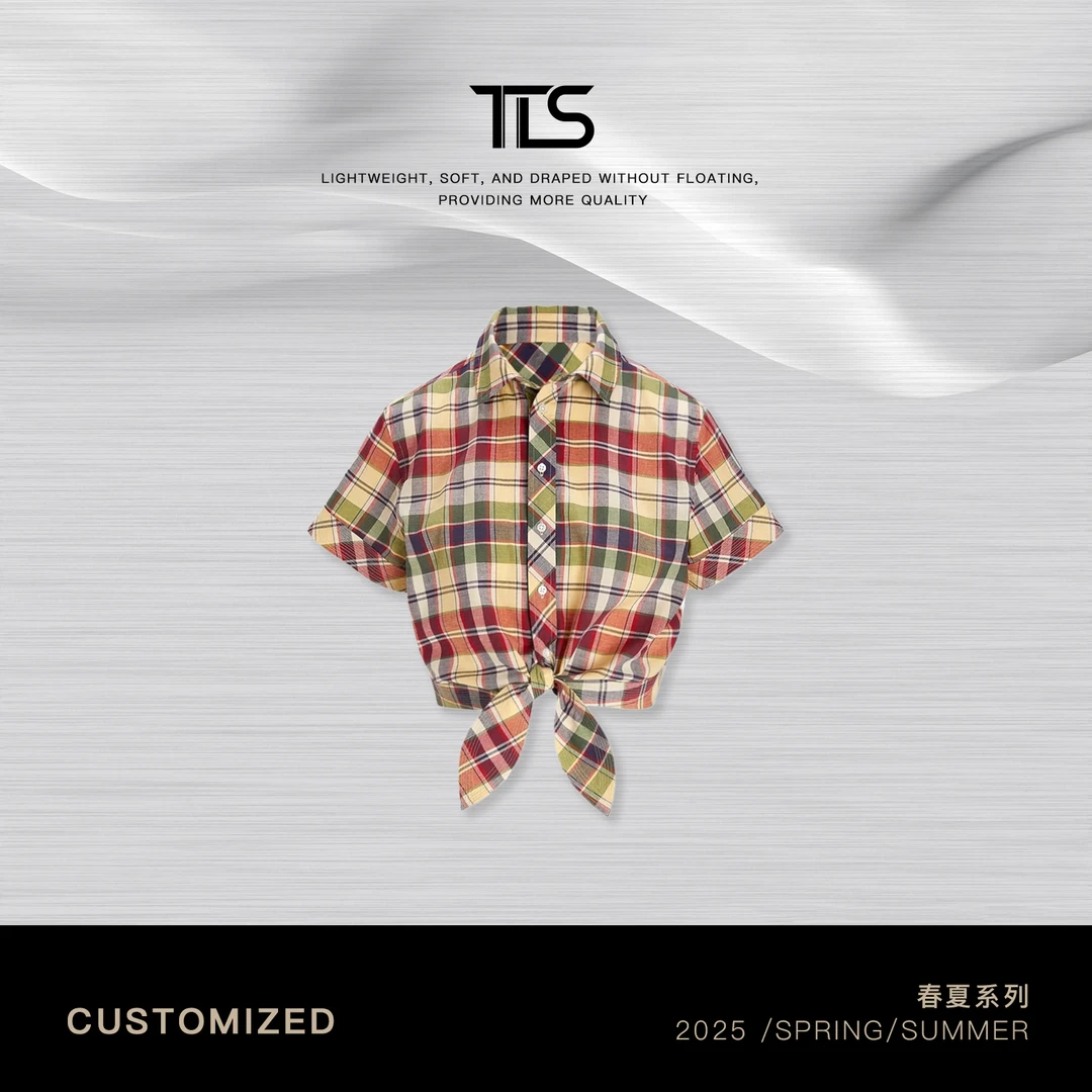 TT【彩虹格】纯棉透气吸汗清爽细腻肌理感撞色格纹衬衫TT-11CS2935