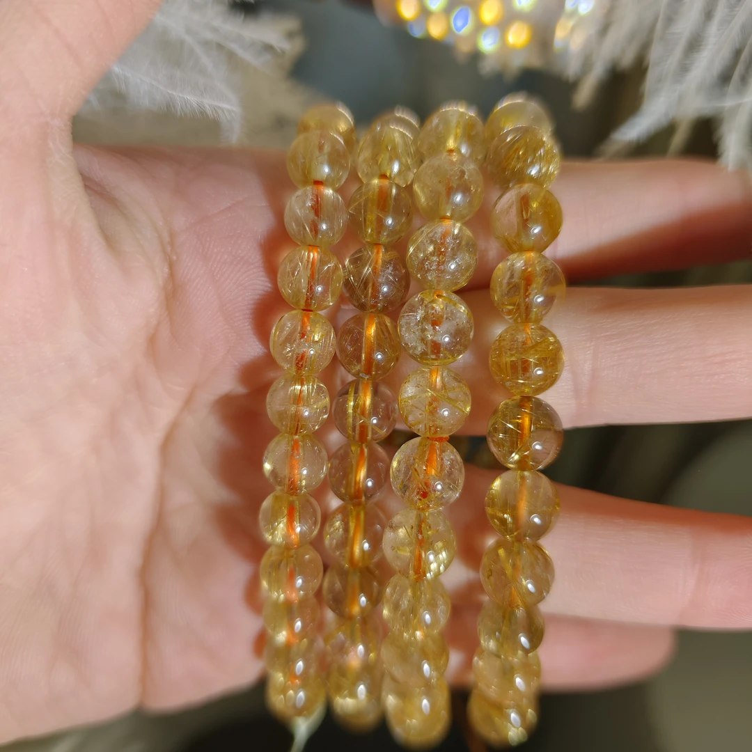 【遇见轻奢珠宝】-0336-天然水晶发晶单圈手链珠径8多样性发1