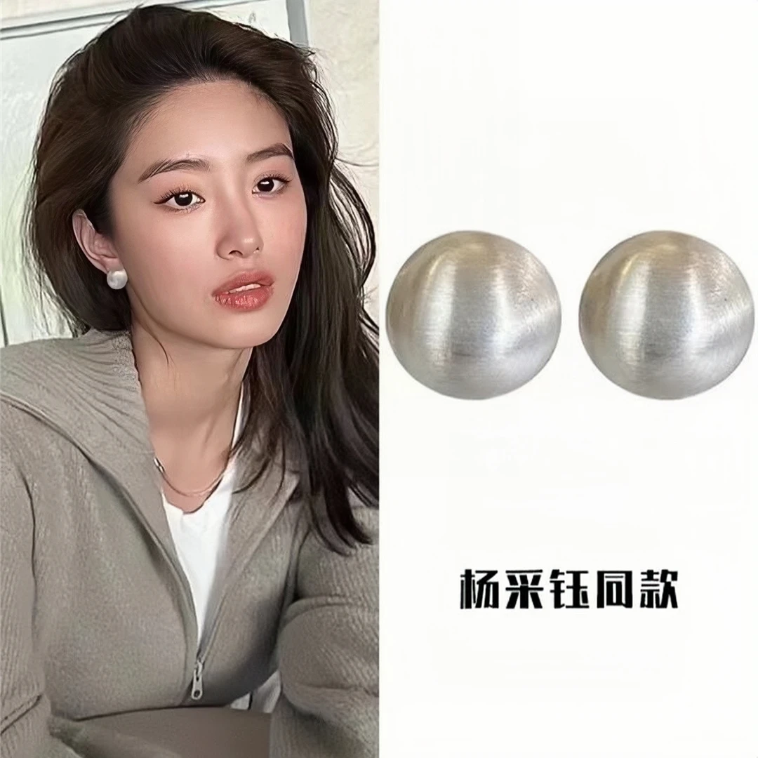 铜合金耳饰 杨采珏同款磨砂蚊香盘耳夹明星同款饰品百搭|银枝儿