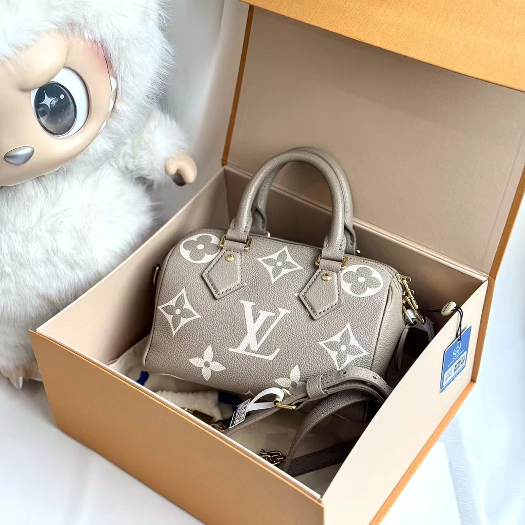 99新 LouisVuitton/路易威登 大象灰全皮Speed20 手提单肩包 芯片