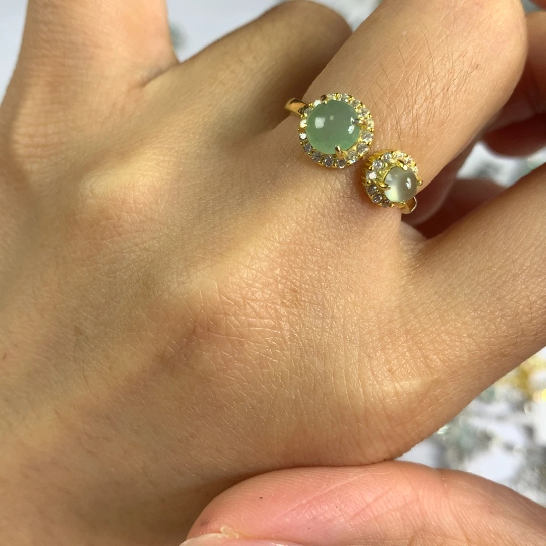 翡翠银S925镶嵌戒指戒指