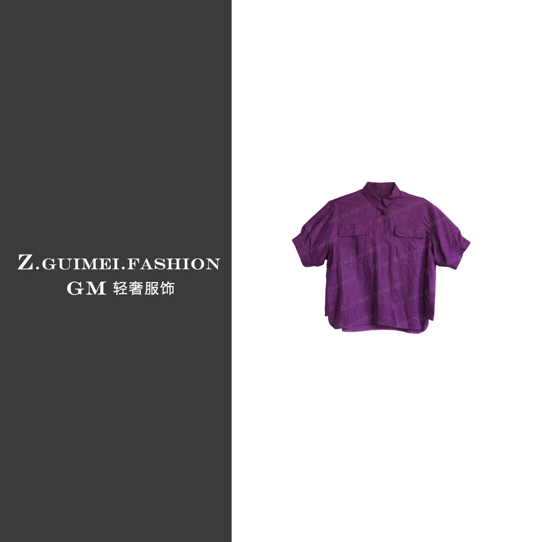 【肆姐高定】亚麻外翻领短袖上衣XY2807