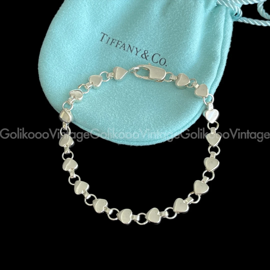95新 Tiffany & Co./蒂芙尼 TIFFANY纯银925爱心手链 RB1122065