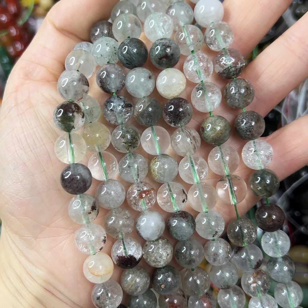 玛瑙/玉髓未镶嵌珠宝半成品，卡10绿幽灵一条