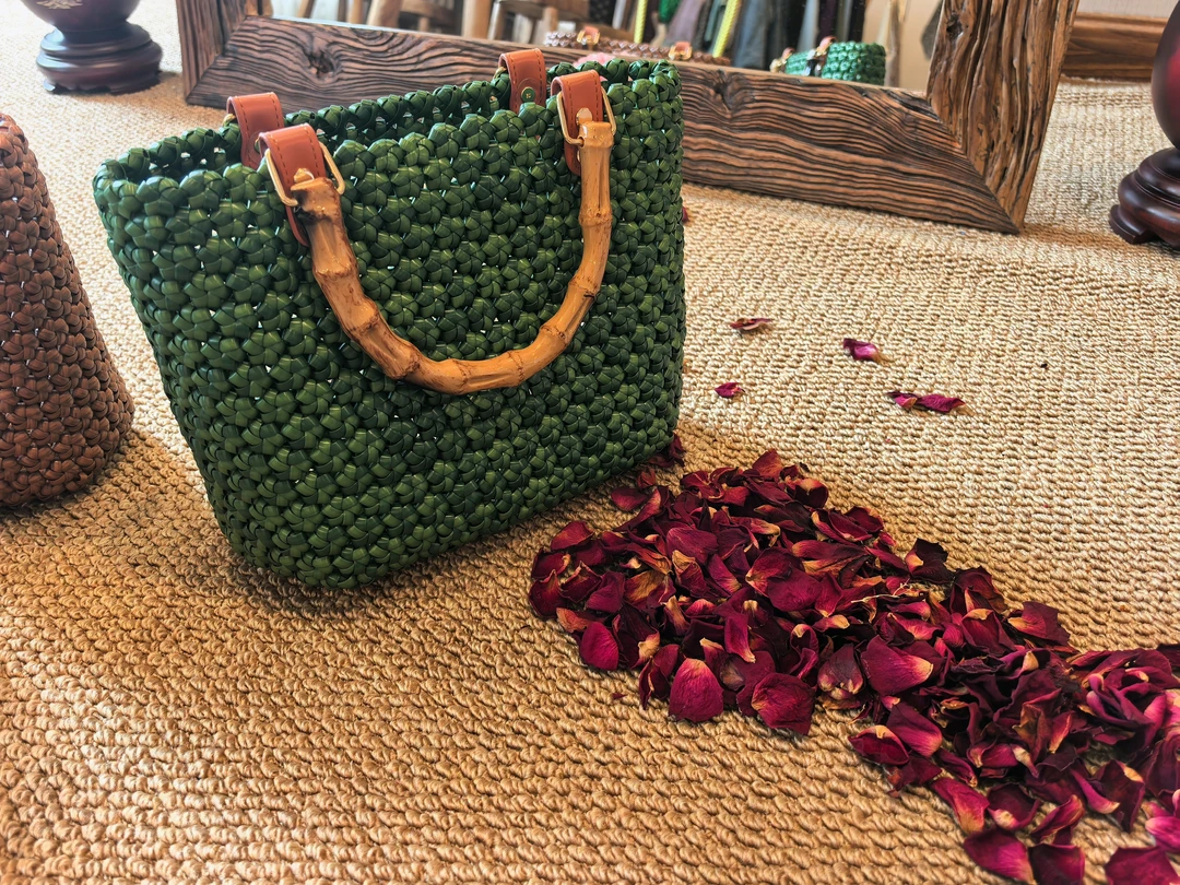 藤条编织包沙滩包学生竹节四季通用手工时尚手提包竹节