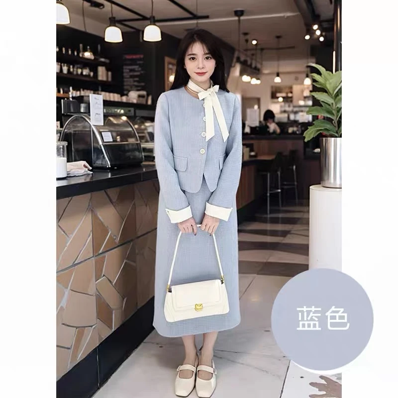 （XIZI裤子女装）气质显瘦名媛风小香风套装#66013【衣50裙70】