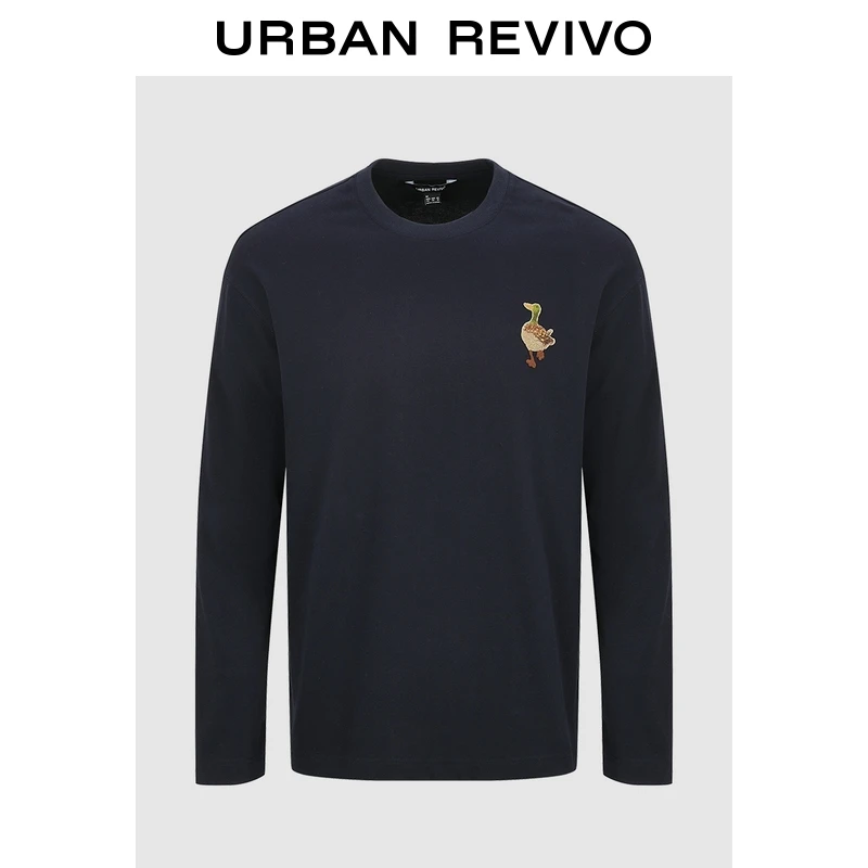 UR2025冬季新款男装休闲鸭子刺绣圆领棉质长袖T恤UML450263