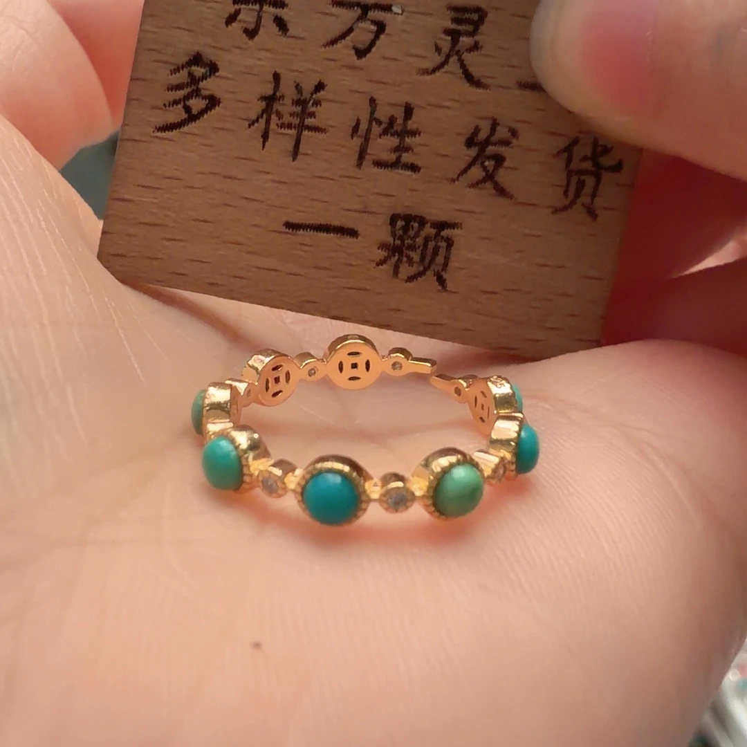 绿松石银S925镶嵌戒指