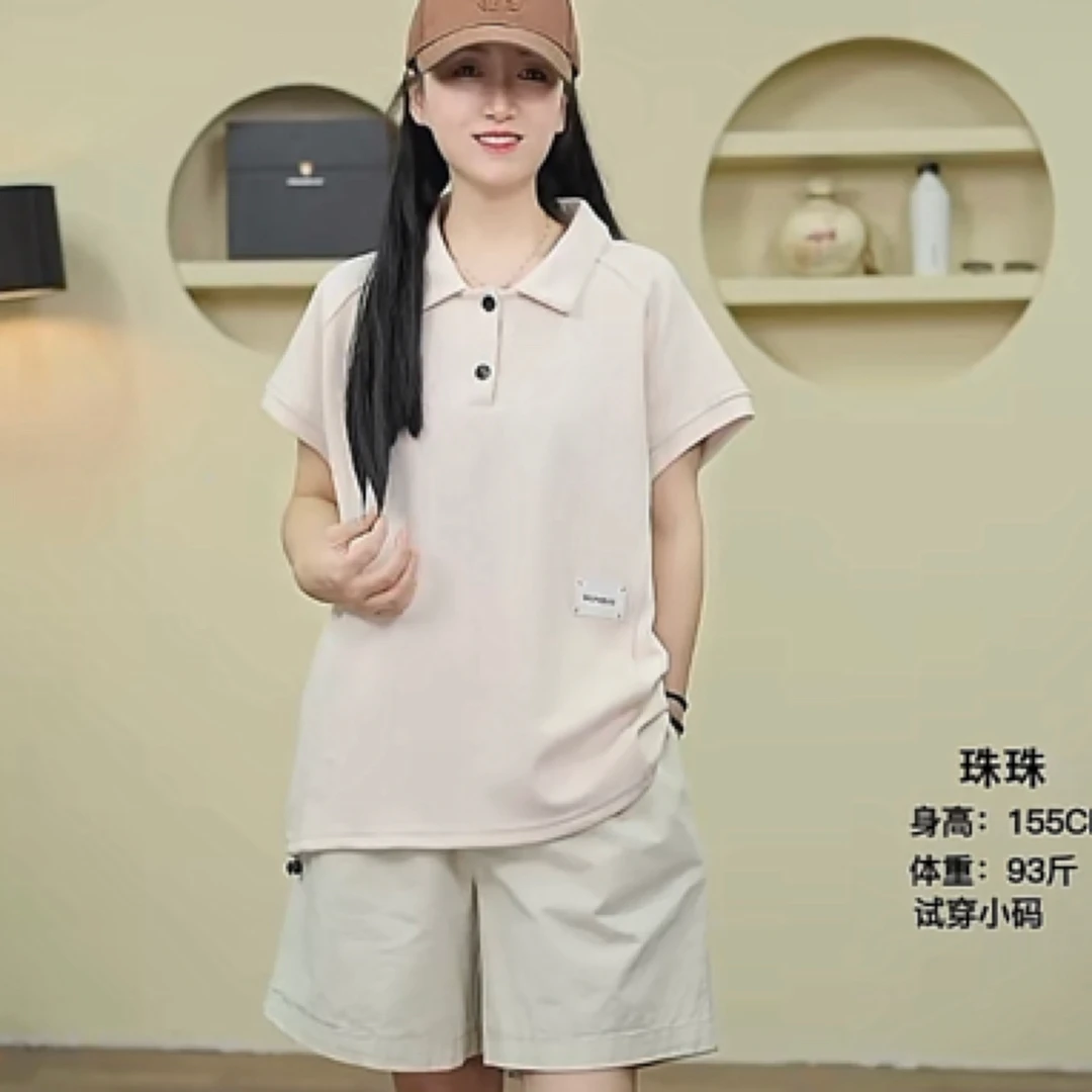 简约Polo衫时尚上衣常规款t恤夏季薄款纯色女生韩系ins衣服