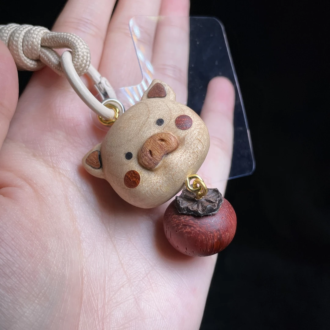 【玉总专属】诸事顺利 | 榉木小猪手机挂 B040227