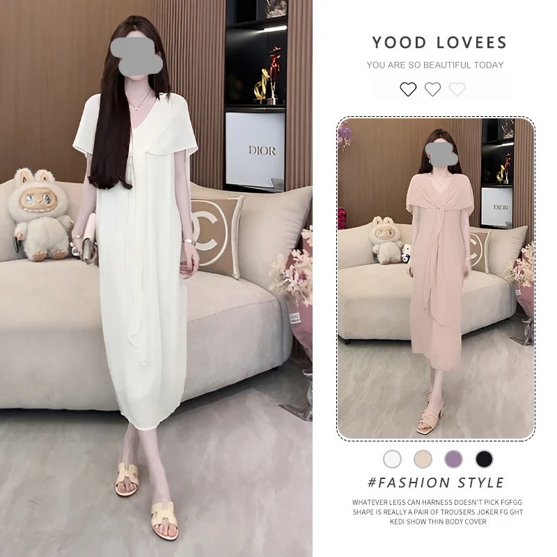 冷淡风高级感惊艳独特轻奢茶歇裙2025年夏季新款复古chic连衣裙女