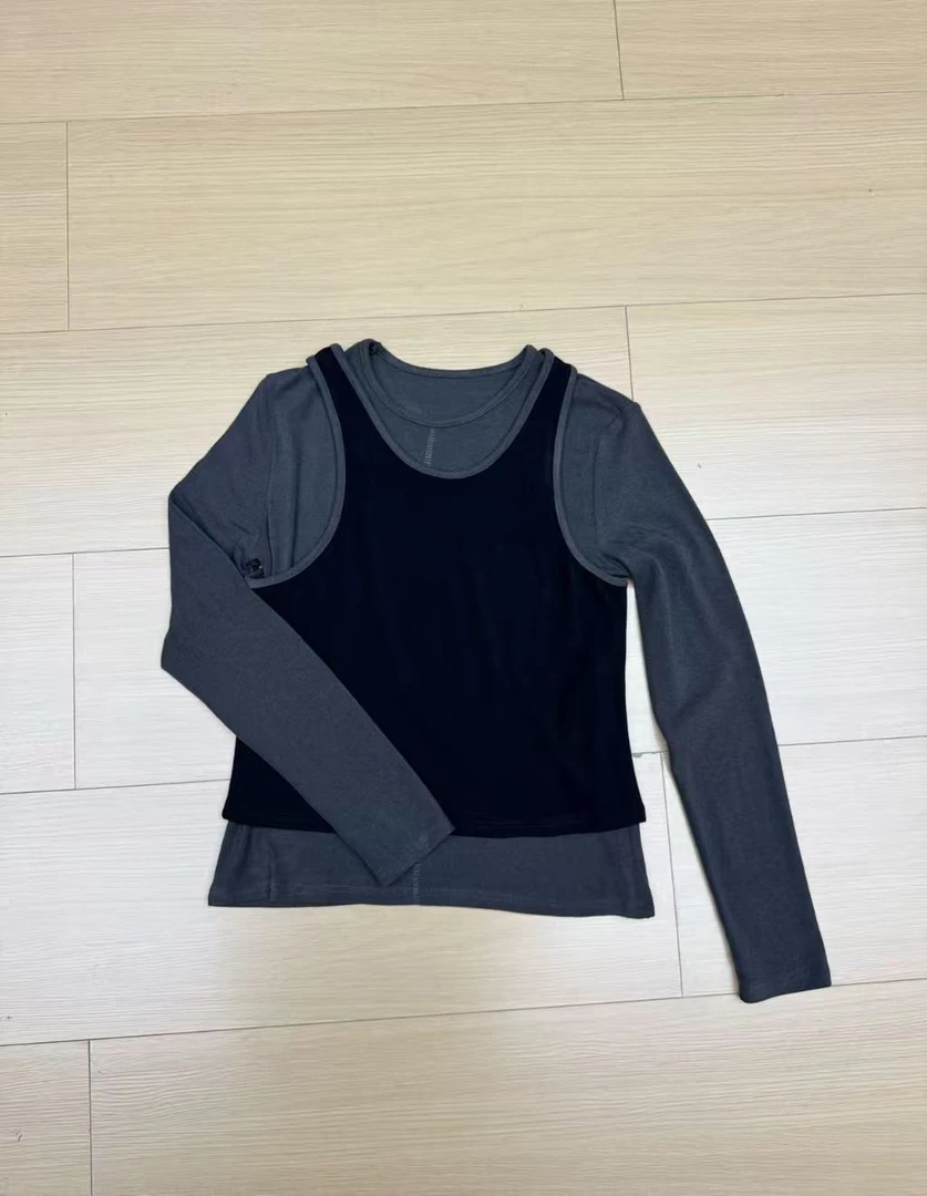 LELE-真两件撞色长袖T恤8532