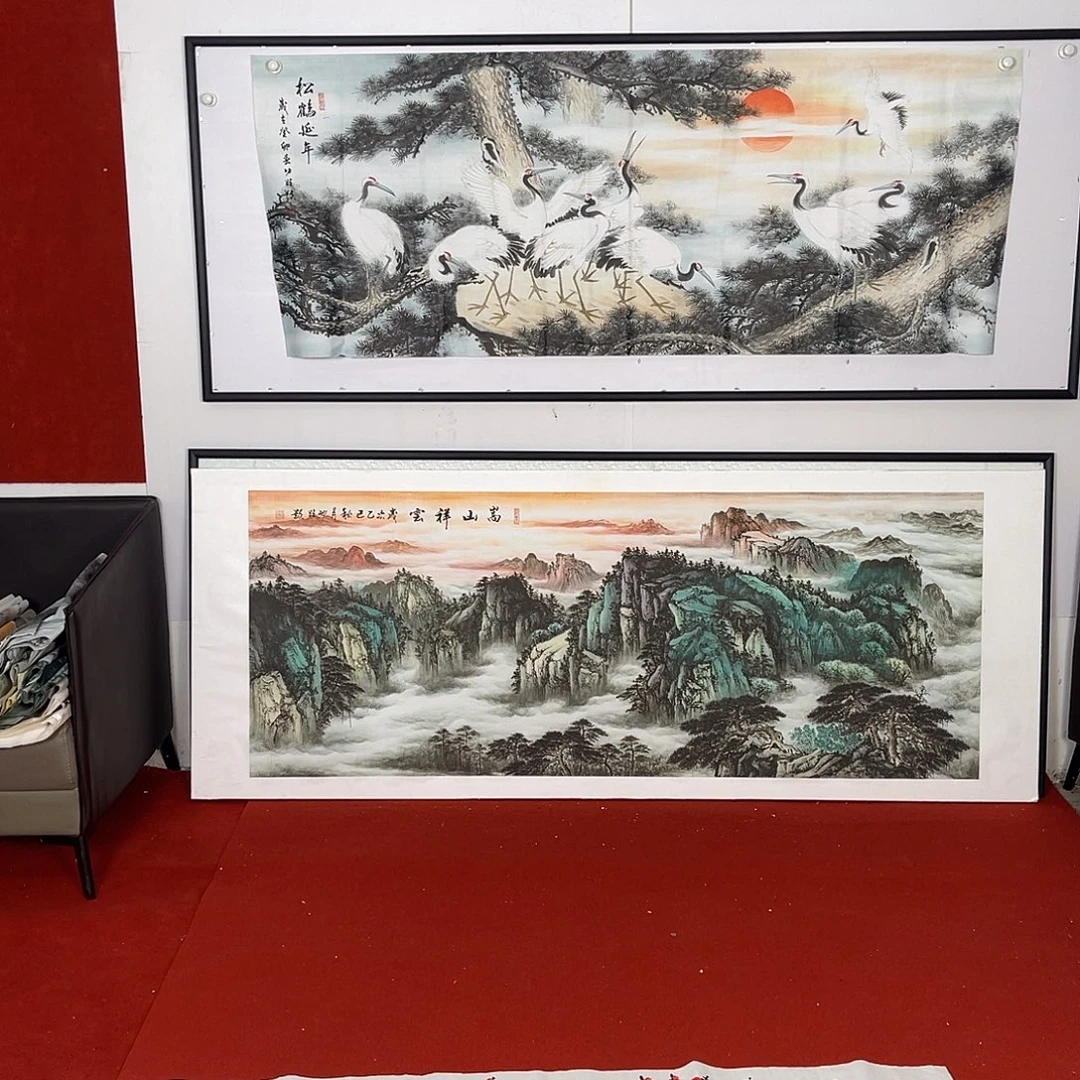 横款小六尺画心松鹤延年的