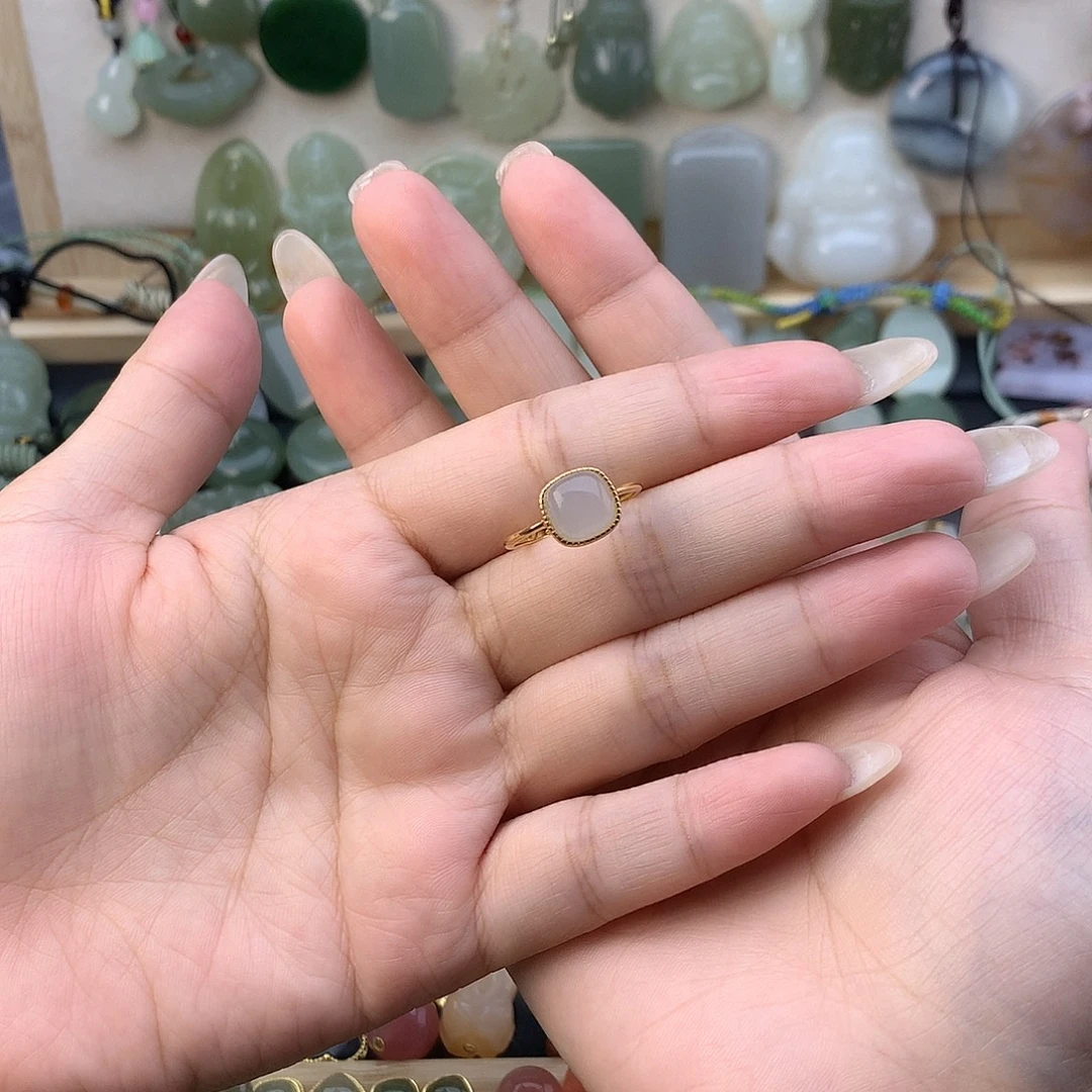 和田玉银S925镶嵌戒指