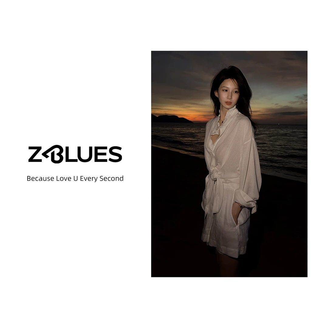 Z.blues【白鸟掠影】早春新款欧若风立领木耳边长袖衬衫YZXSJ8045
