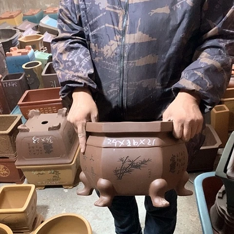 紫砂花盆手工制作