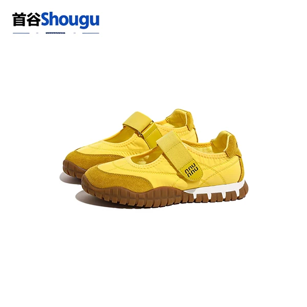 2025新款爆款黄色厚底玛丽珍新款夏季美式魔术贴芭蕾德训鞋鞋子女