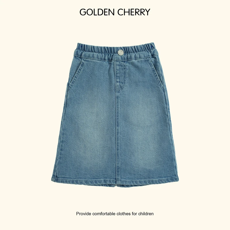 8【Golden cherry】亲子一粒扣磨白时尚半身裙285132