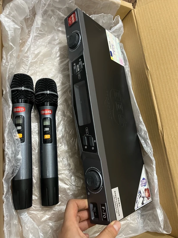 BBS高端智能新款F70红标无线话筒麦克风手持一拖二