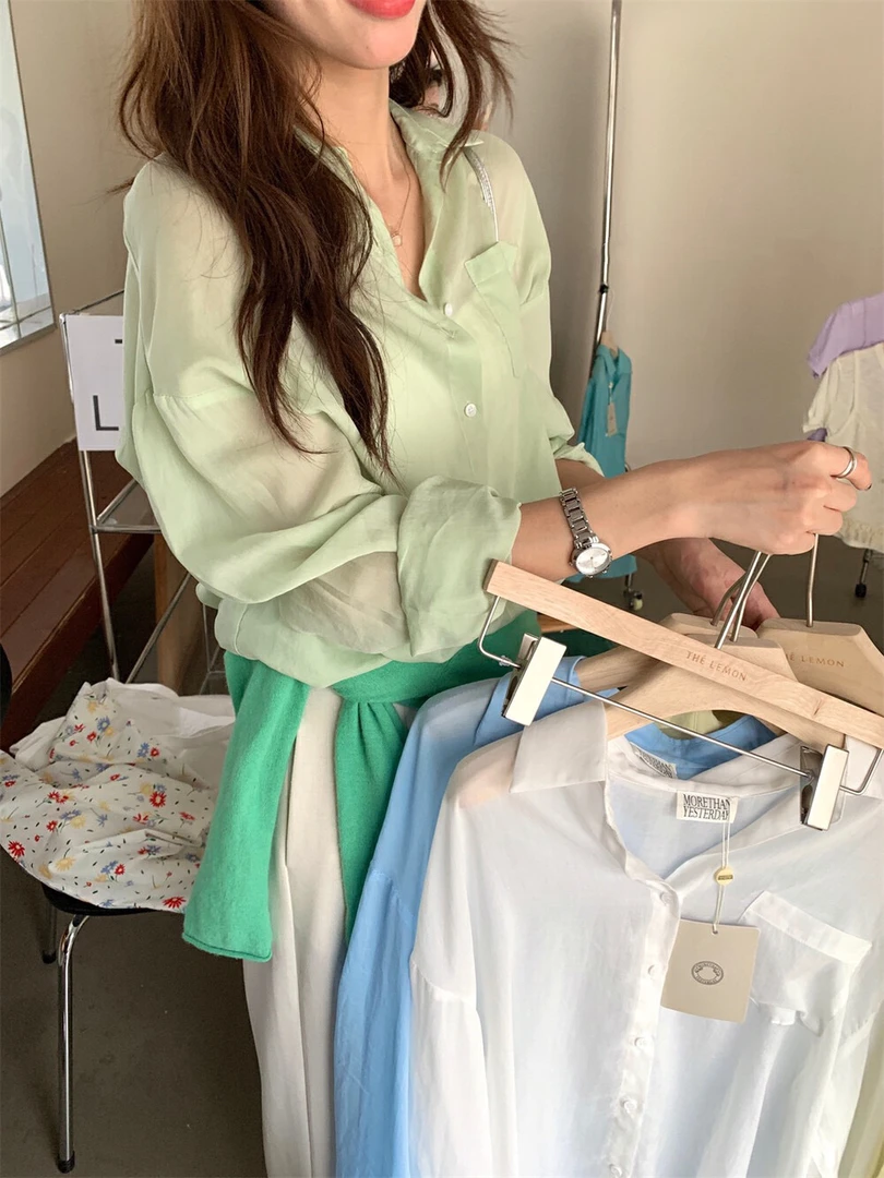 韩标！【微微的宝藏】重磅推荐！颜色超好看！天丝百搭防晒衬衫