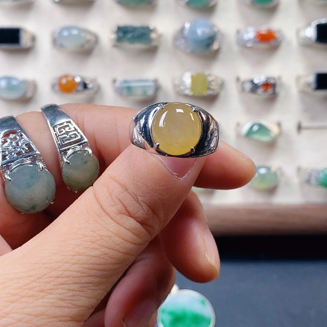 翡翠银S925镶嵌戒指