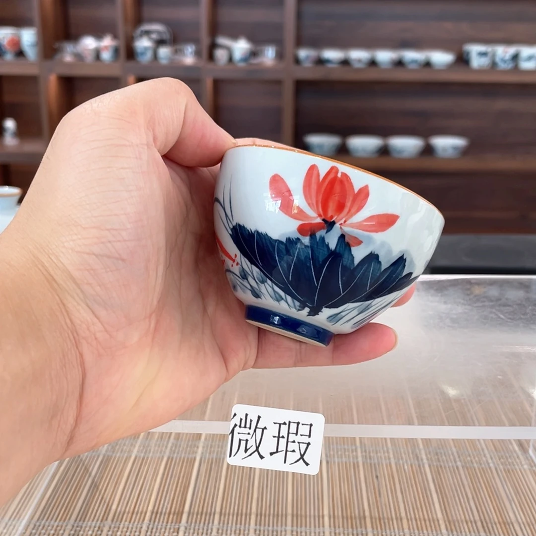 釉下彩纯手绘有瑕