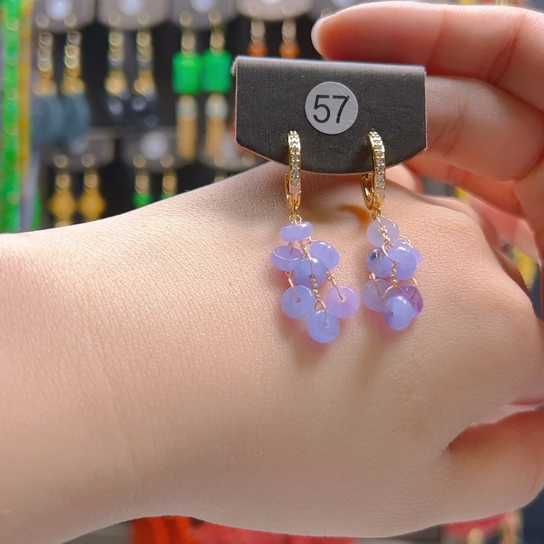 翡翠合金耳坠泡**芙