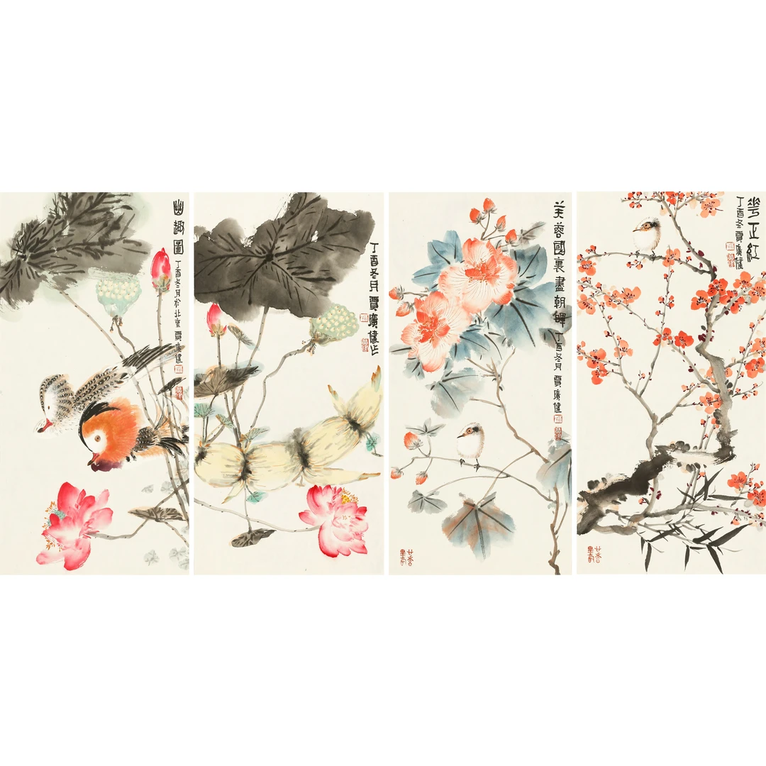 27、贾 广 健 花卉鸟雀四屏【煦风46拍卖】