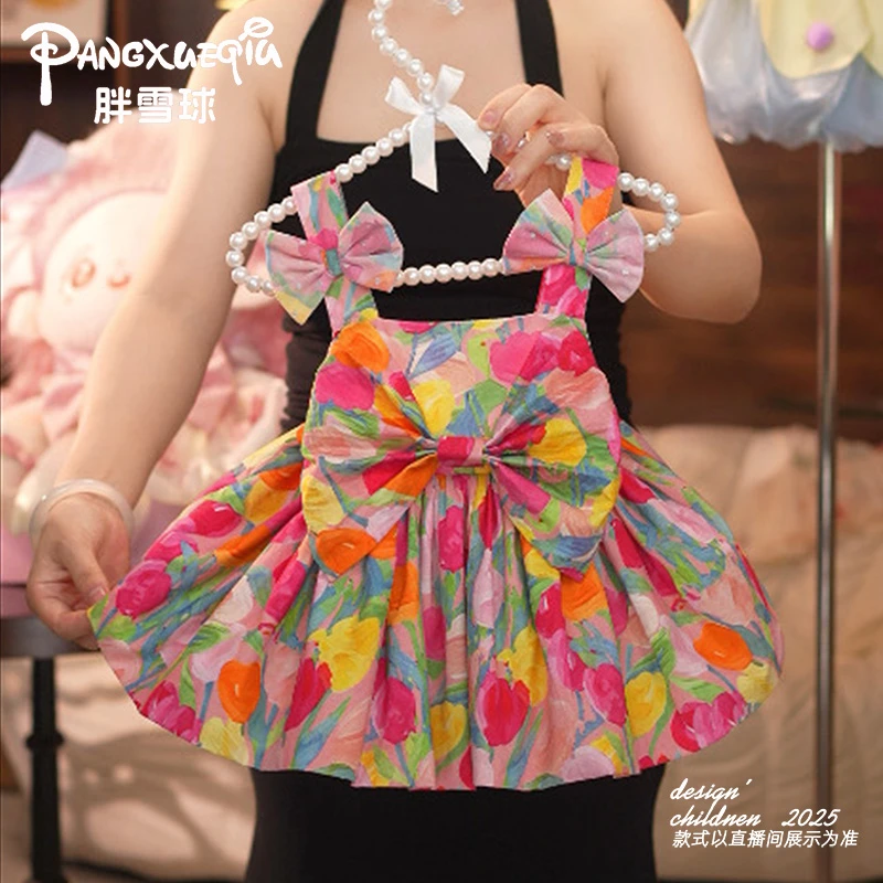 夏季A字裙公主裙花朵女吊带型连衣裙夏装公主裙洋气婴儿